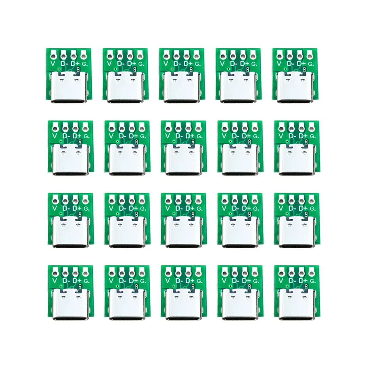 10 Pcs Female Connector USB Type C Breakout Board with PCB Converter Board for Data Line Wire Cable Transfer