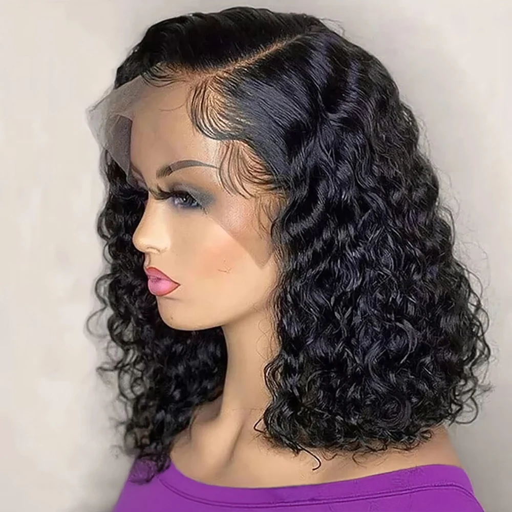 

Water Curly Short Bob Wig Human Hair 100% HD 13x6 Deep Wave Frontal Wigs 7x5 13x4 Ready To Wear And Go Glueless Wigs For Women