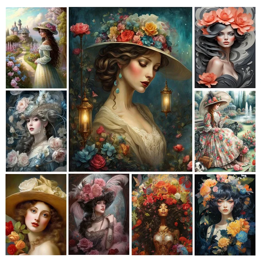 

Diy Полная Мозаика Искусство фантазия женщина цветок алмазная живопись наборы новая принцесса замок искусство Вышивка картина декор стен