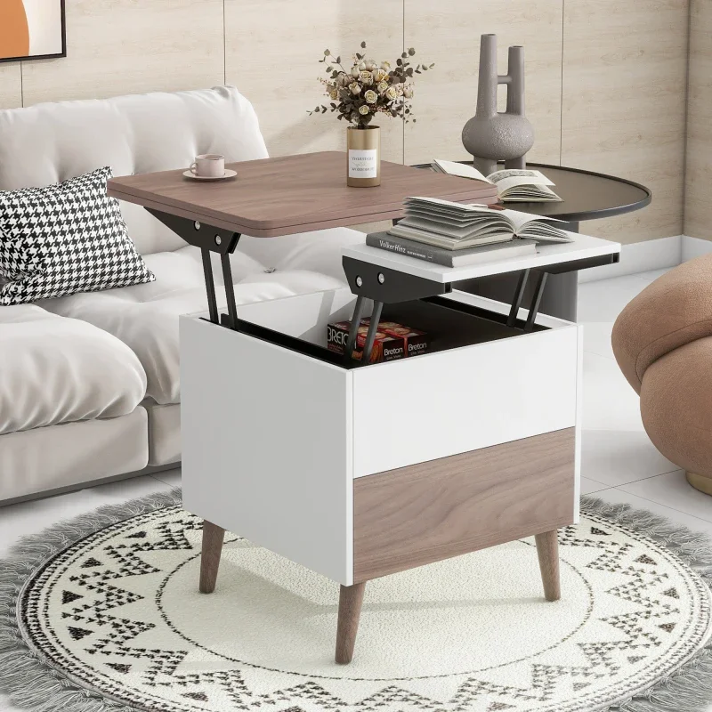 Modern Multi-functional Coffee Table Extendable with Storage & Lift Top in Walnut for indoor living room furniture