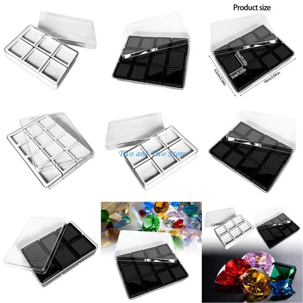 

HX6F Acrylic Gemstones Storage Container Clear Tray Sponge Cushion Lid Protective Organizers for Diamonds Beads Display
