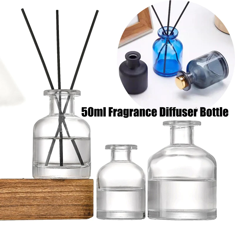 1Pcs Party Gifts Glass Container  Oil Diffusers Sticks 50ml Reed Diffuser Essential Oil Bottle Home Fragrance Diffuser Bottle