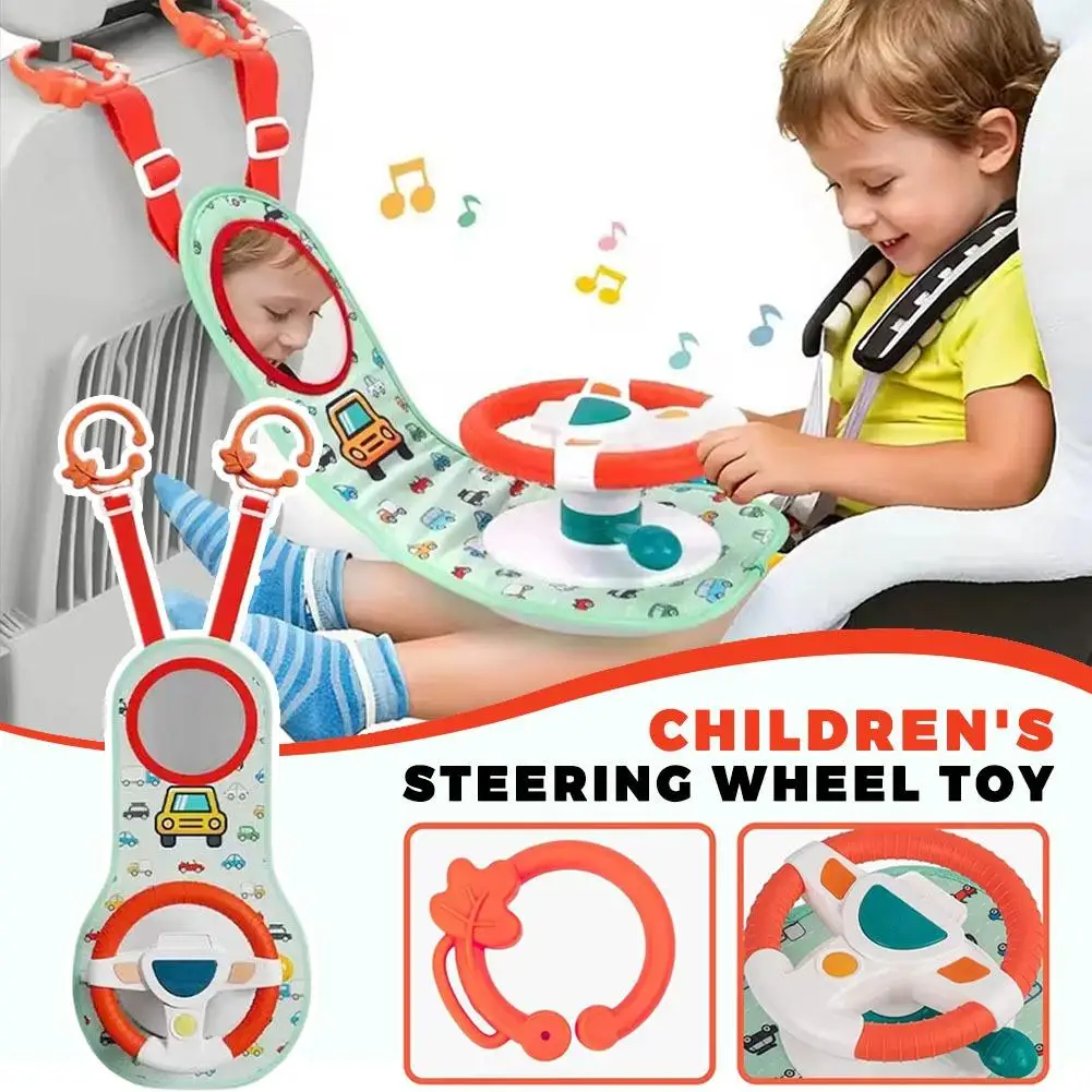 Children's Steering Wheel Toy With Music Car Mounted Rear Baby Seat Simulation Driving Steering Wheel Toy For Todder 0-12M Gifts