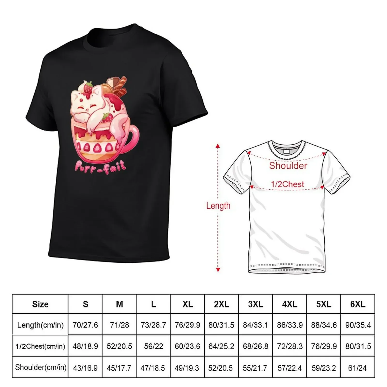 Strawberry Purr-fait T-Shirt anime tshirt kawaii clothes sports fans t shirts for men graphic