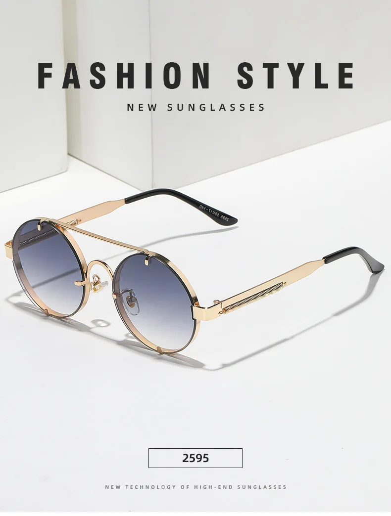 Runde Steampunk Sonnenbrille Für Männer Modische Punk Sonnenbrille Frauen Trendy Vintage Mode Gläser Retro Gafas De Sol Hombre – Detail 6