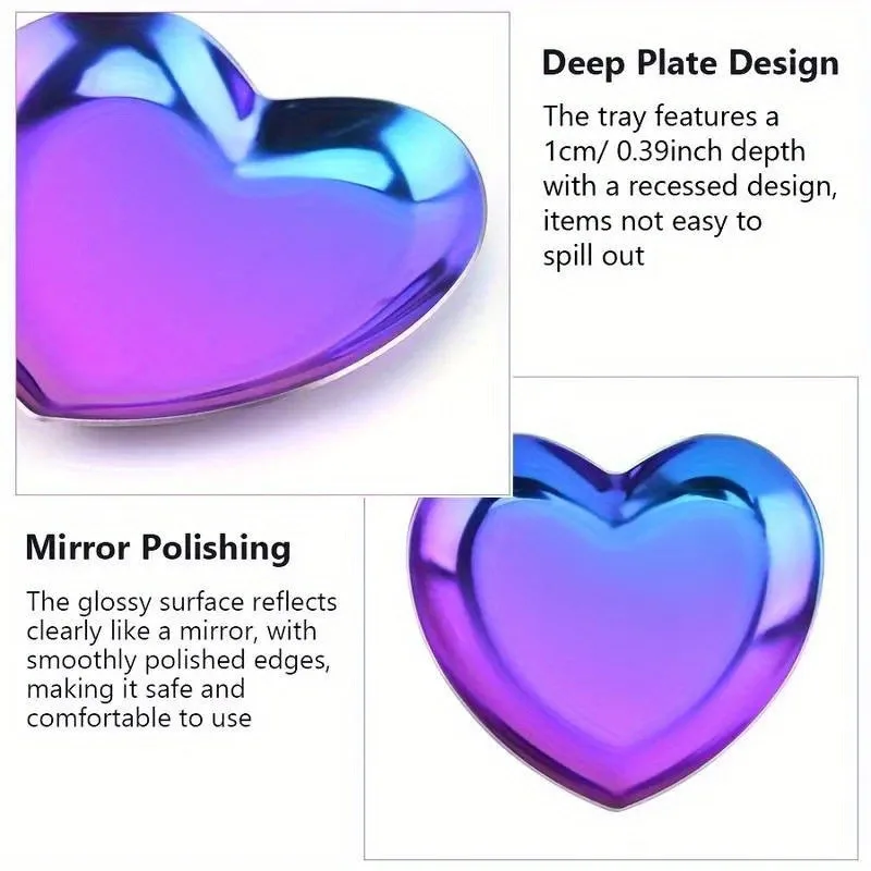 1Pc Metal Storage Tray Gold Gradient Jewelry Rhinestone Nail Art Tips Plate Heart Display Manicure Salon Tools