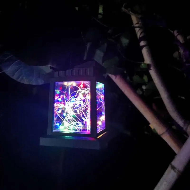 1PC 레트로 정원 장식 야외 태양 조명 교수형 촛불 랜턴 플로어 램프 조경 조명