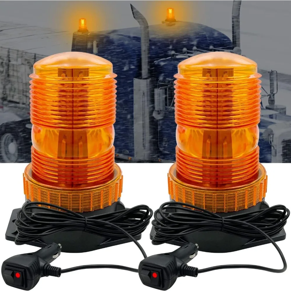 2PCs Roof LED Strobe Lamp 12 V-24V Warning Emergency Safety Flash Lamp with Magnetic Waterproof Roof Warning Light