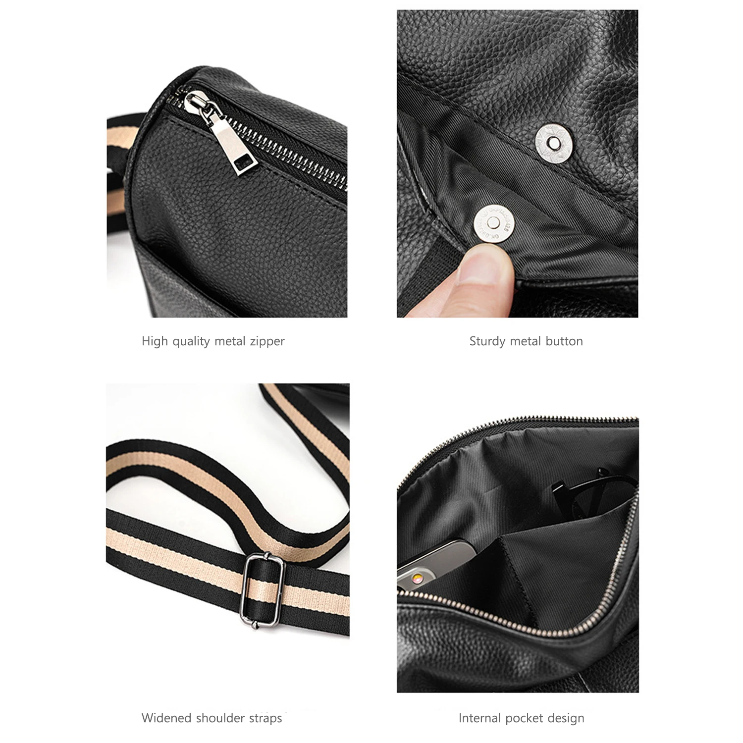 Genuine Leather Fashion Crossbody Shoulder Bag Fits 8 inch Tablets Luxury Striped Universal Multipurpose Phone Bag Men\'s Bags