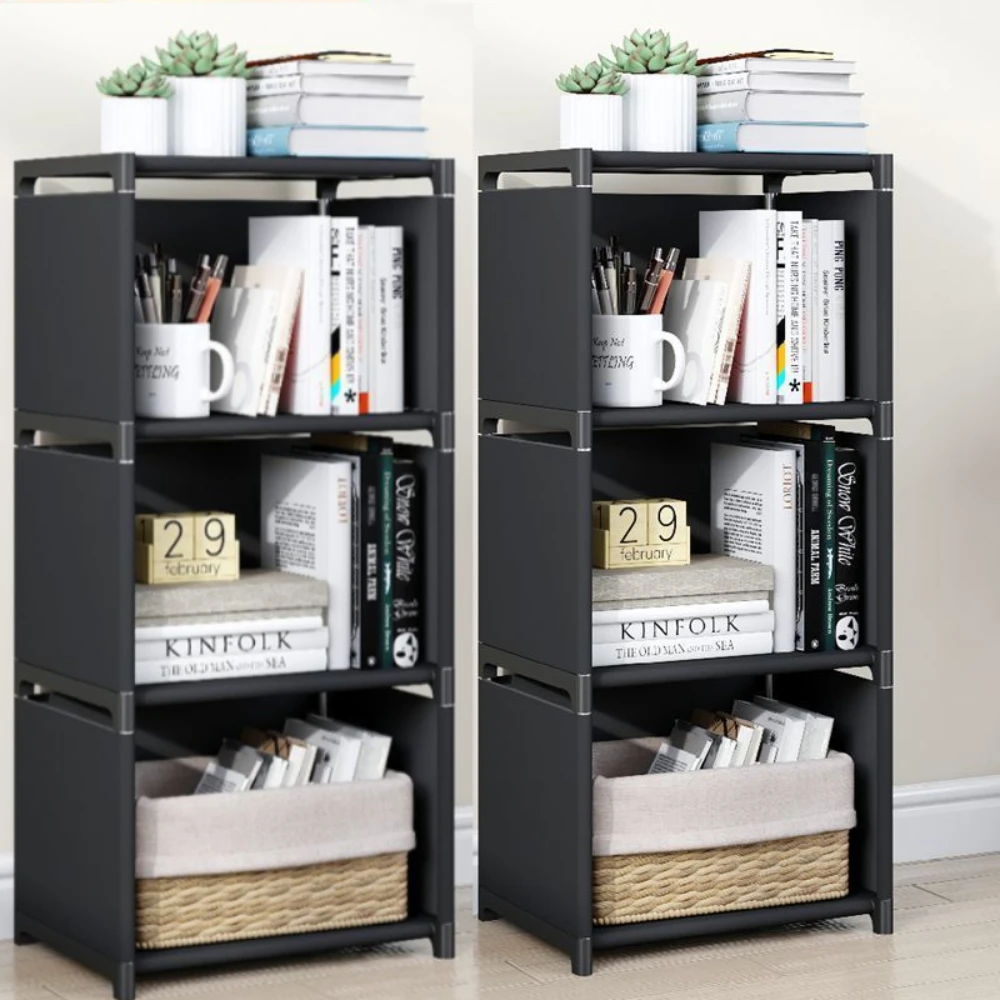 מדף ספרים פשוט מרובה שכבות הרכבה קלה ארון DIY מדף ספרים פלסטיק ריבועי מדף אחסון סלון חדר לימוד חדר שינה