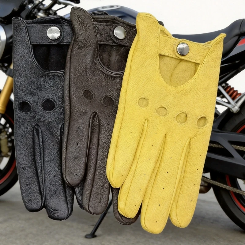 High-end Real Leather Men's Driving Gloves Women Lightweight Motorcycle Sports Riding Gear Thin Breathable Motorbike Gloves