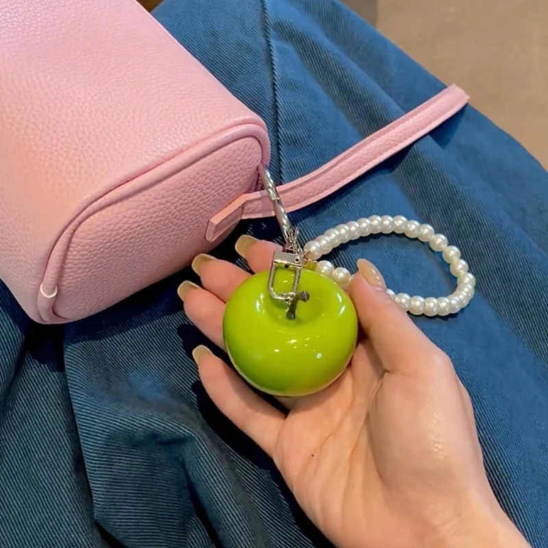 Llavero con forma manzana verde X6HE, abalorio resina para bolsos, llaves y decoración coche