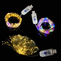 Guirnaldas de luces Led operadas por USB, 8 modos, guirnalda de luces LED de alambre de cobre IP65, guirnalda impermeable, decoración para fiesta de boda y Navidad DIY