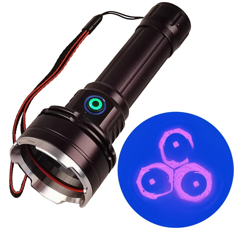 TWMT 60W 365nm UV Black Light Torch With Black Filter USB C Rechargeable Money Pet Urine Detector UV LED Flashlight