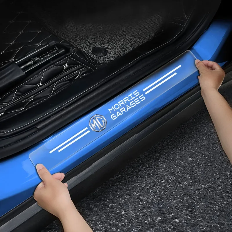Car Door Sill Scuff Plate Protector Film 4Pcs Clear Transparent Scratchproof Guard Stickers for MG ZS HS MG3 MG4 EV MG5 MG6 GT