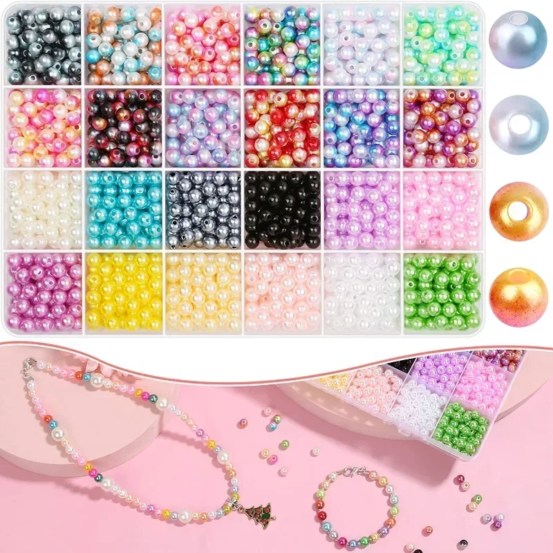 

1680 Pieces 6mmABS Mermaid Magic Double Color Beads DIY Bracelet Necklace Accessories Kit for Jewelry Making