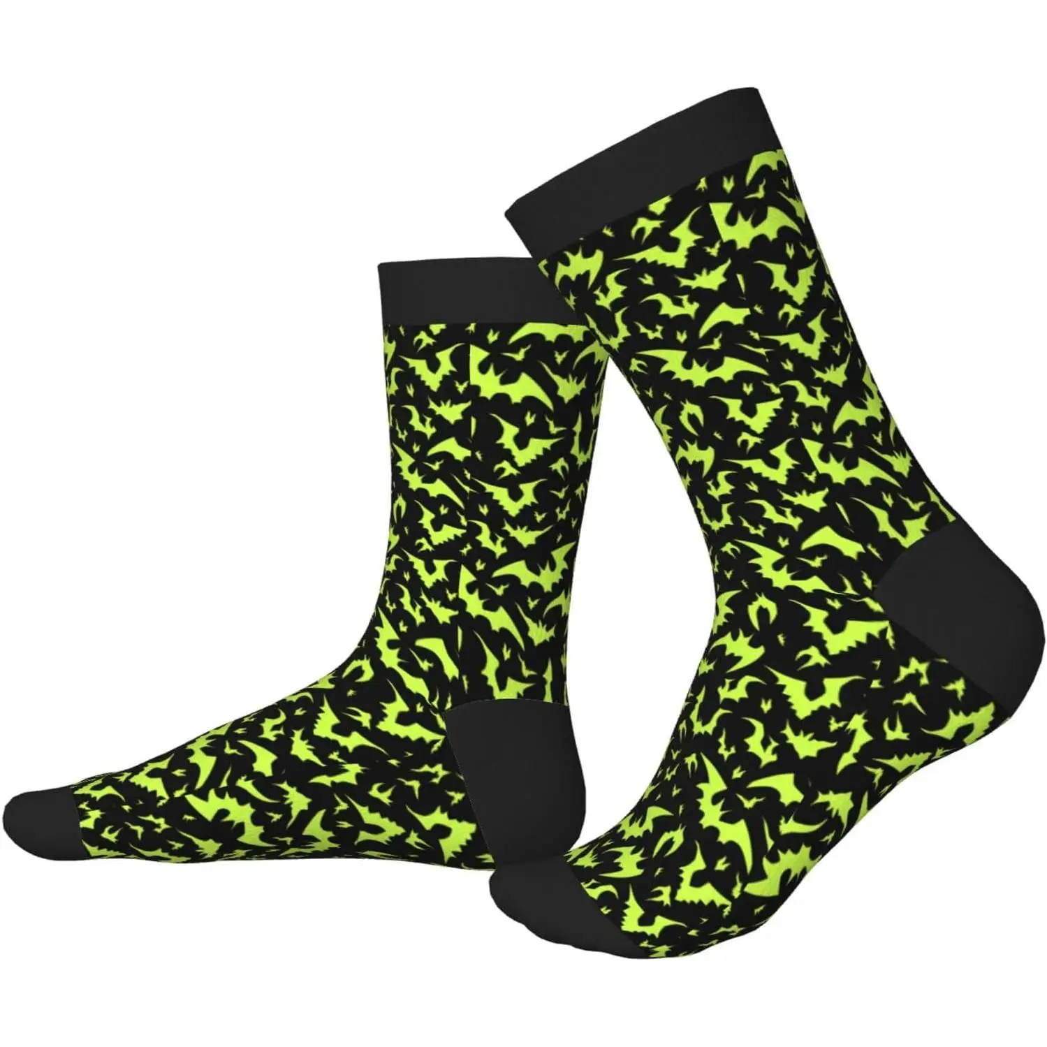 

Mens Womens Crew Socks, green bats Halloween black cool Casual Colorful Funny Novelty Crew Socks for Men Women