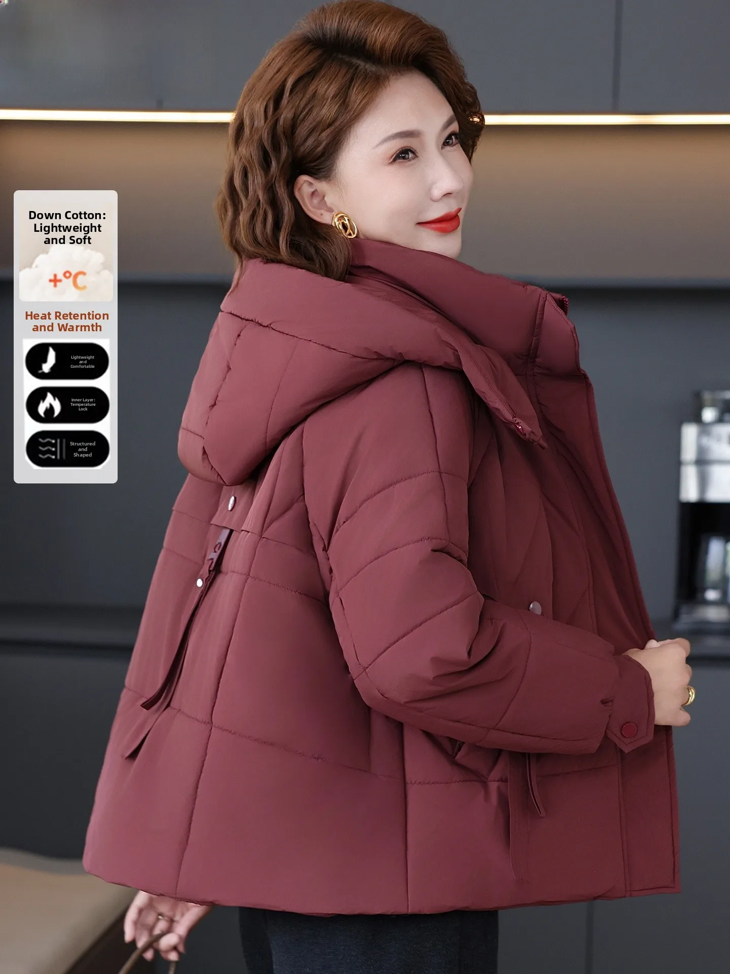 

Теплая хлопковая куртка-пальто для женщин: модное зимнее пальто для невысоких мам, с наполнителем из полиэфирного волокна, на молнии