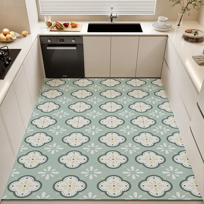 Modern Kitchen Mat Stain-resistant Free Care PVC Leather Waterproof Oil-proof Non-slip Soft Rug Balcony Carpets Ковер Tapis 러그