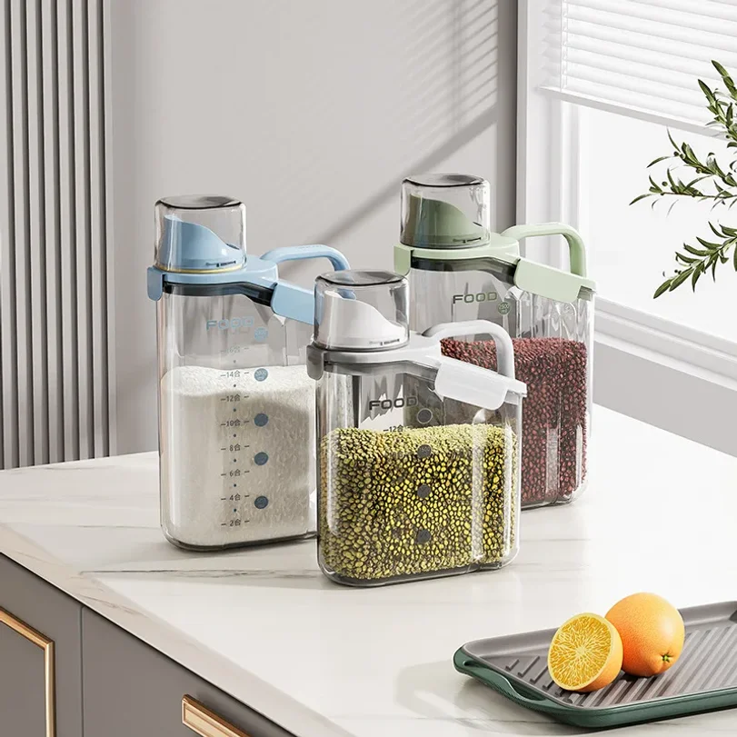 

Moisture-Proof Storage Container for Grains Pet Food Snacks Transparent Sealed Food Storage Jar Kitchen Organizer for Dry Foods