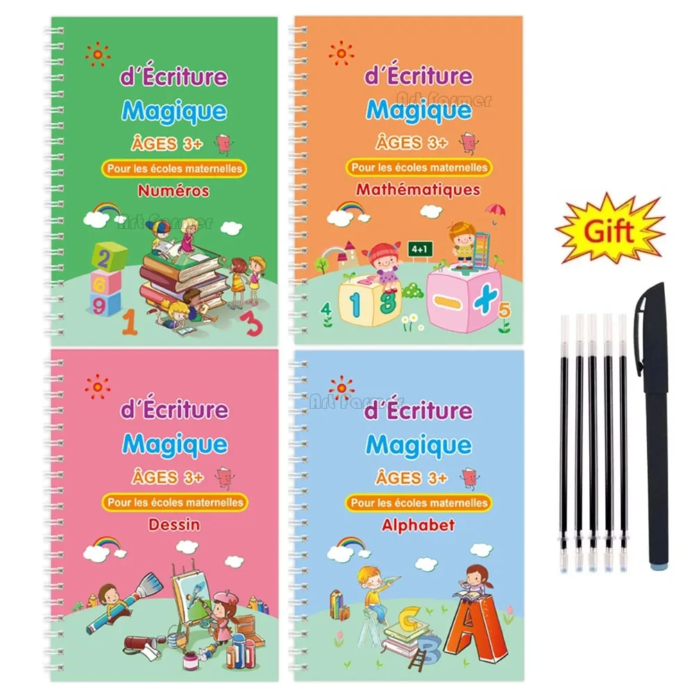 Imagem -06 - Reutilizável French Magic Copybook Caderno de Caligrafia para Crianças Montessori Child Writing Alphabet Livro Educativo