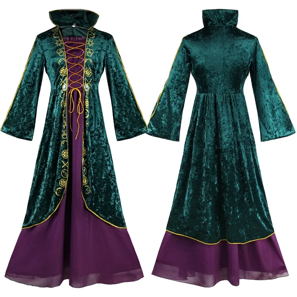 

New Hocus Pocus 2 Cosplay Costume Gown Witches Are Crazy Middle Ages Long Dresses Halloween Birthday Party Girls Princess Dress