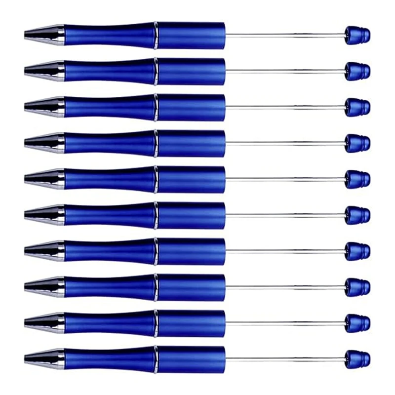 20 piezas-bolígrafos giratorios de plástico con cuentas para manualidades, suministros de decoración, oficina y escuela, 14Cm (azul)