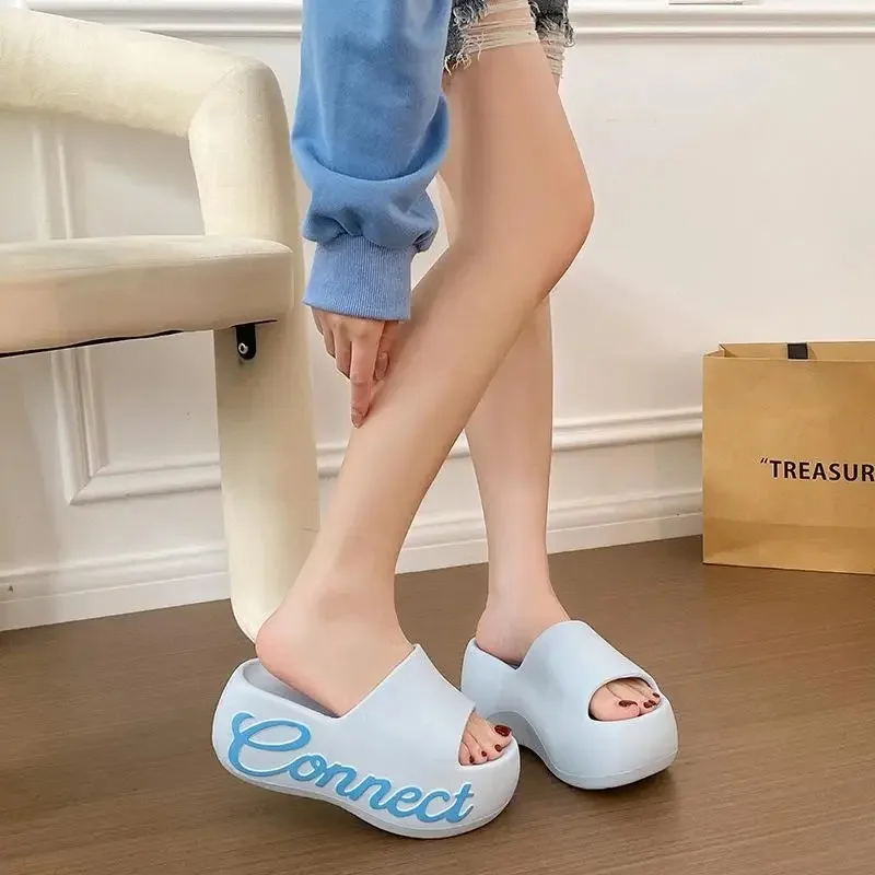 EVA Thick Heel Women's Sandals Summer Fashion Outdoor Beach Sandals Slip-On Breathable Waterproof Anti-Slip Quiet Grape Particle view 5