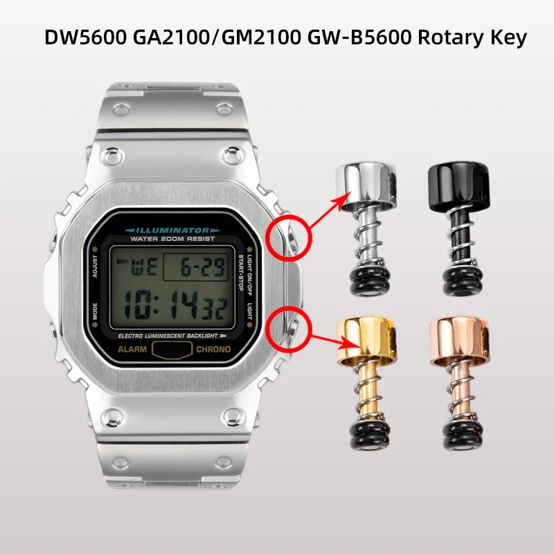 

4 шт., набор металлических кнопок для часов Casio DW5600 G-Shock GA2100/GM2100 GW-B5600, аксессуары для часов, водонепроницаемый поворотный ключ