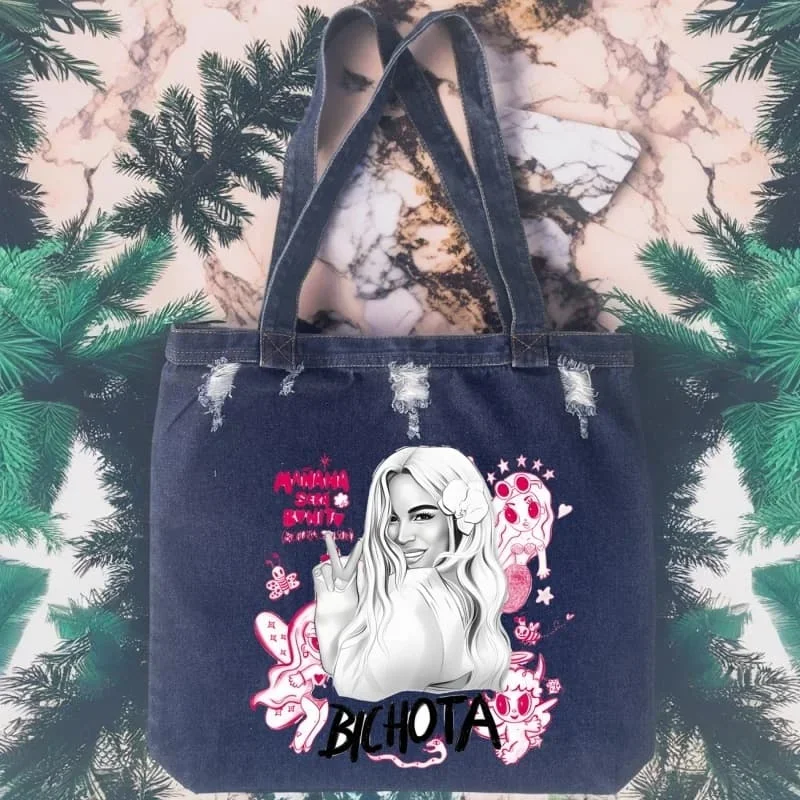 

Manana Sera Bonito Bichota Y2k Винтажные сумки для покупок KAROL G с открытым карманом, женские сумки, джинсовая женская сумка-тоут на плечо