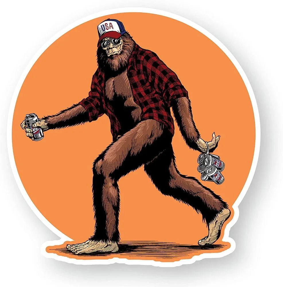 For American USA Sasquatch Bigfoot Bumper Sticker Decal for Cars, Cups, Laptops, Coolers