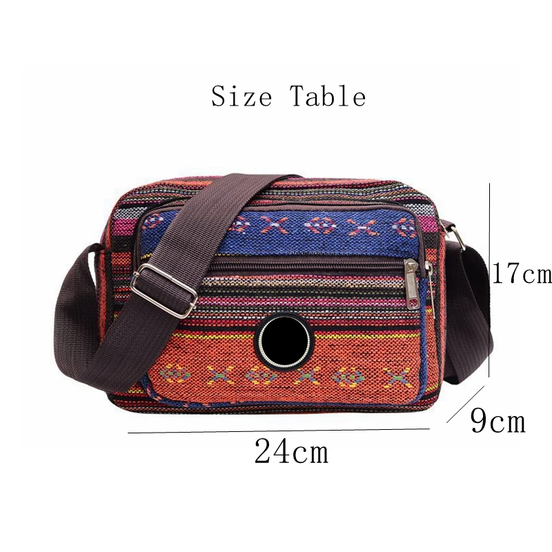 Multi Layer Messenger Bag Women 2022 Striped Canvas Single Bag Woman Mobile Phone Crossbody Bag Nylon Oxford Shoudler Bag