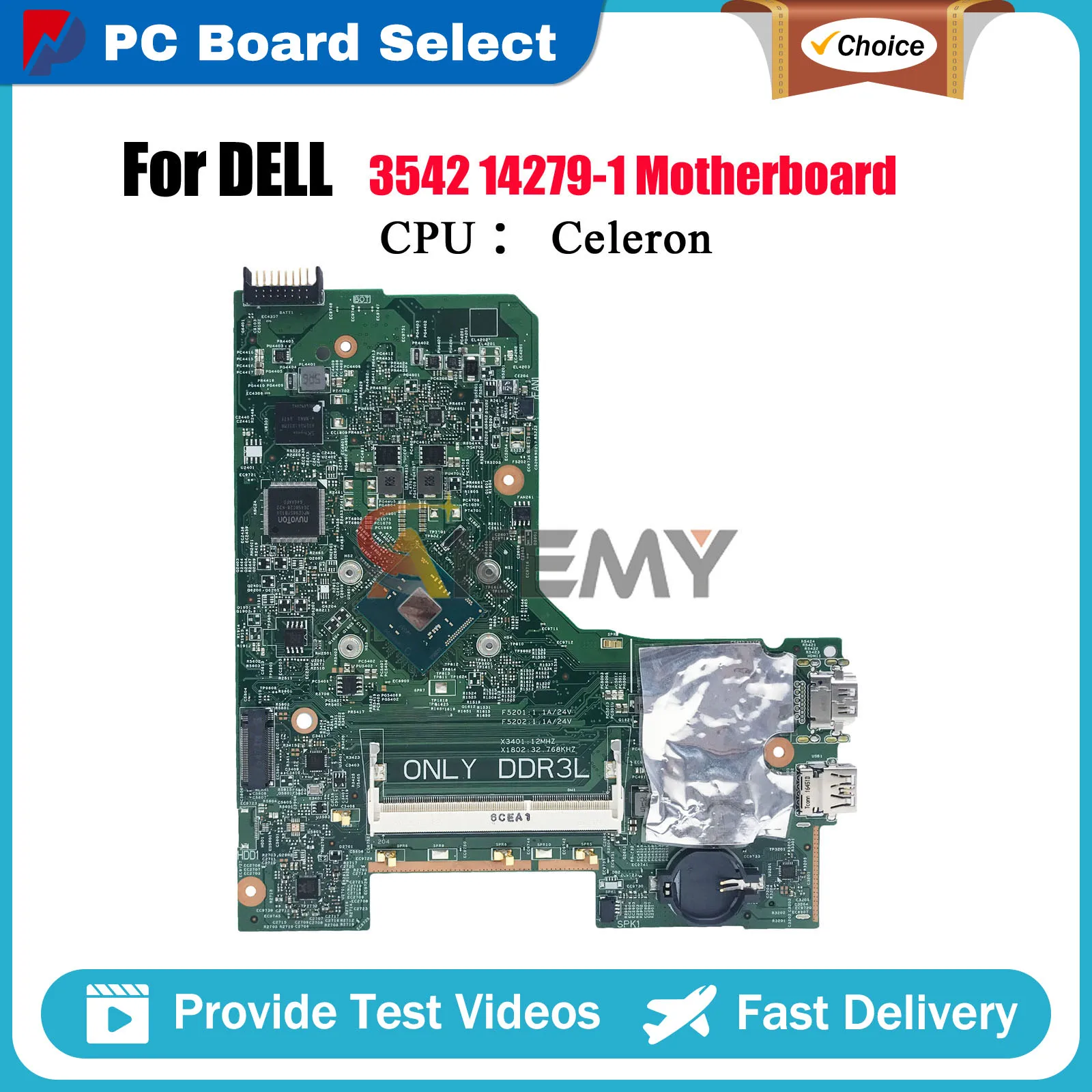 

CN-041D5Y 0WGR7P 00DTRW 0PW4MN Motherboard For DELL Inspiron 3452 Celeron 14279-1 Notebook Mainboard 100% Fully Tested