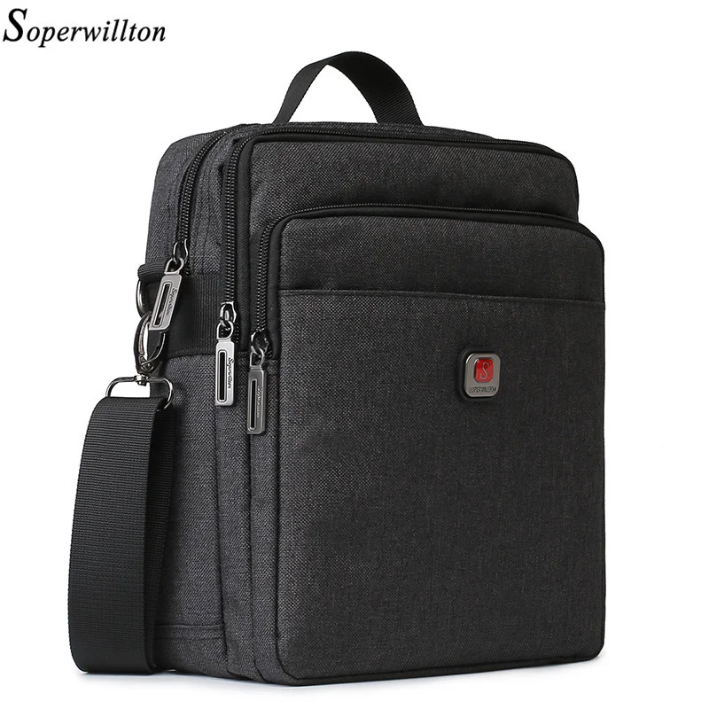 

Soperwillton Men Shoulder Bag Handbag Casual Men's USB charging Port Travel s Water-resistent Oxford Zipper Male