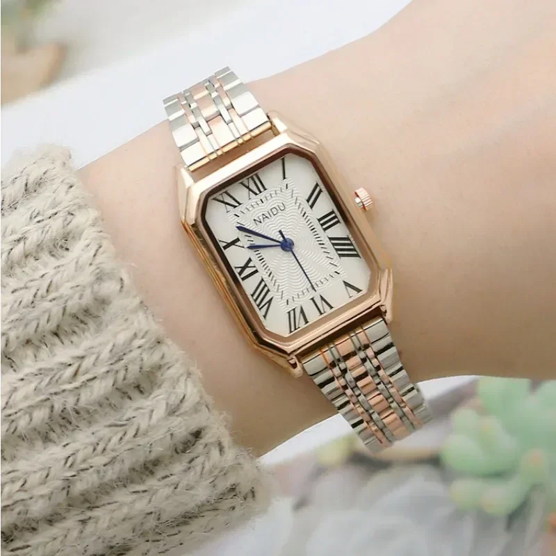 

2024 New Rectangular Roman Scale Ladies Steel Strap Watch Fashion Trend Thin Strap Quartz Ladies Fashion Watch Kadın Kol Saati