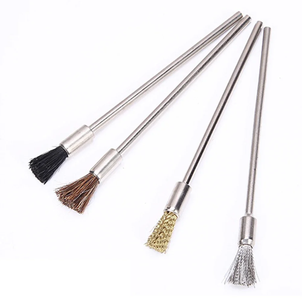 5pcs Dremel Steel Wire Brush 100mm Metal Rust Bristle Removal Wood Carving Jade Polishing Grinder Dremel Rotary DIY Tools