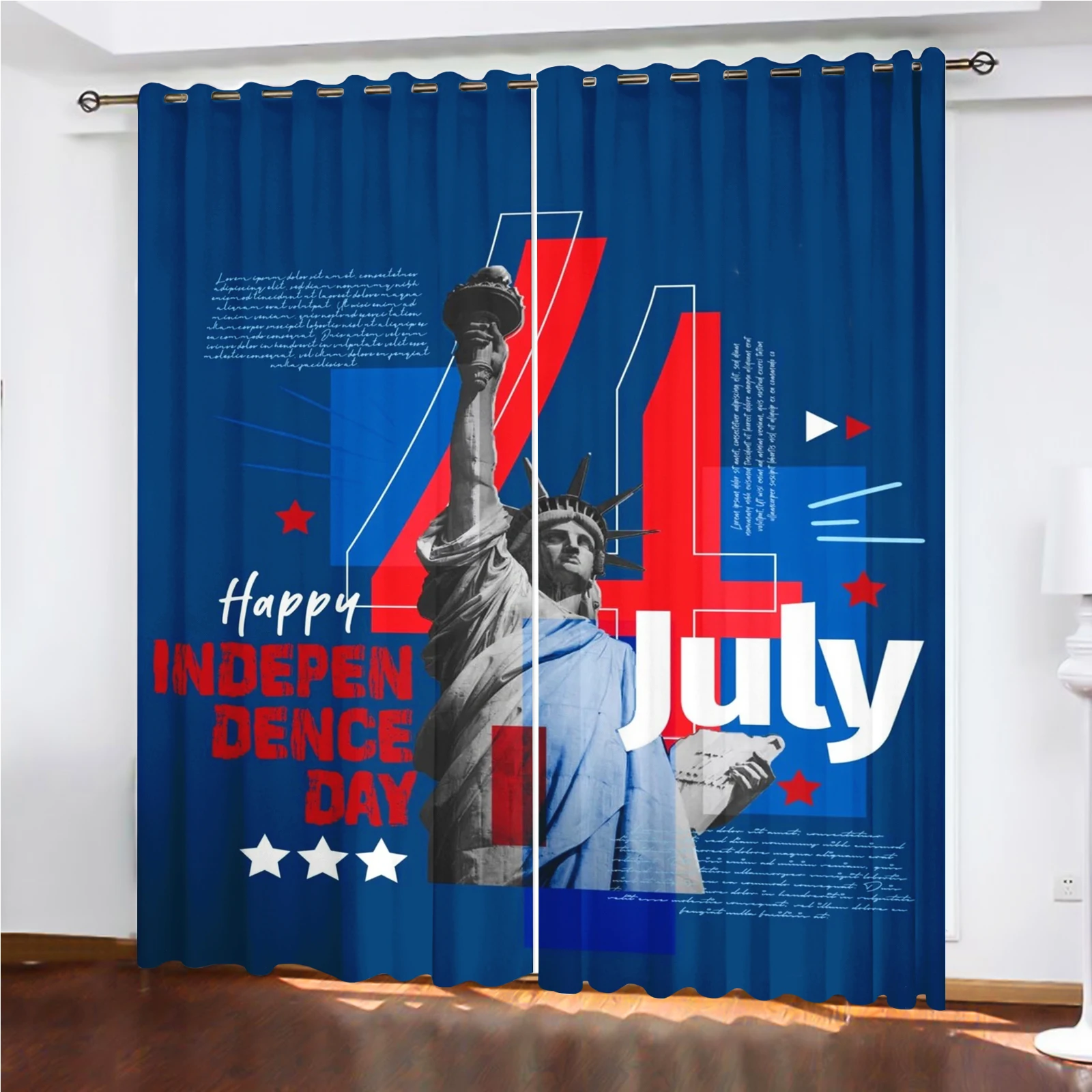 America 250th Anniversary Curtains, Flag Print Blackout Window Curtains, Patriotic Holiday Decor for Bedroom Living Room