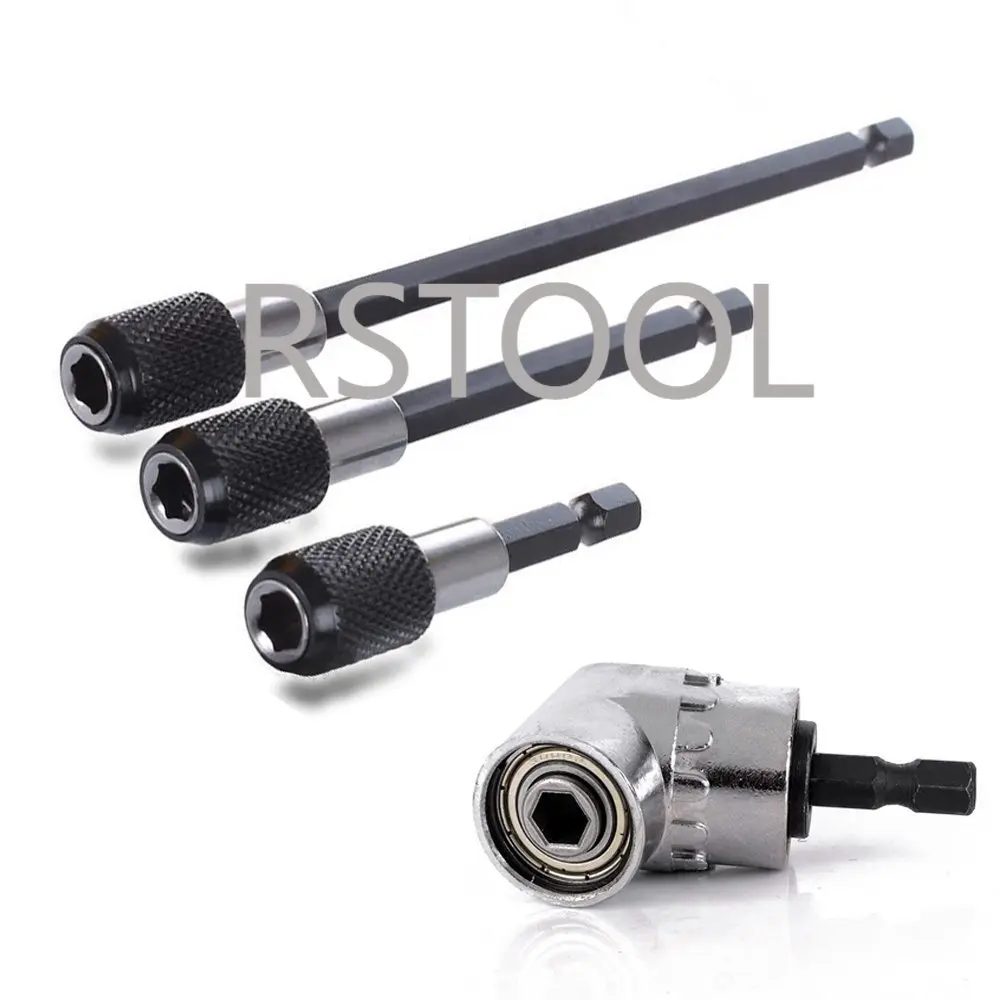 1/4" Hex Shank 105 Degree Right Angle Driver Drill Socket Adapter 3pcs Quick Release Magnetic Screwdriver Nut Drill Bit Holder