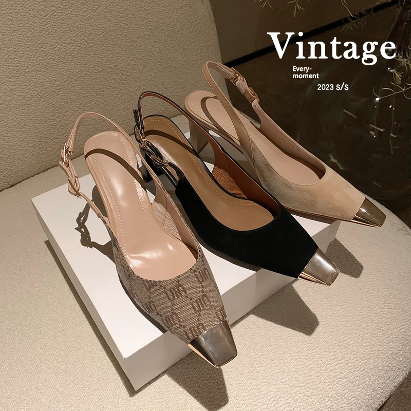 

2023 new summer Women sandals natural leather 22-25cm kid suede+cowhide +pigskin full leather back loop women summer shoes