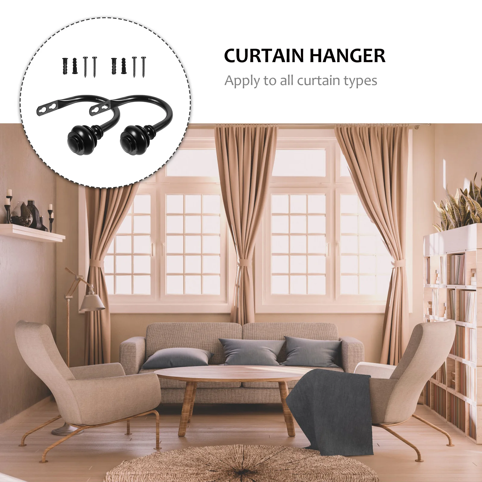 

2 Pcs Curtain Hook Tieback Hooks Tiebacks Wall Mounted Curtains Ceiling Iron Window