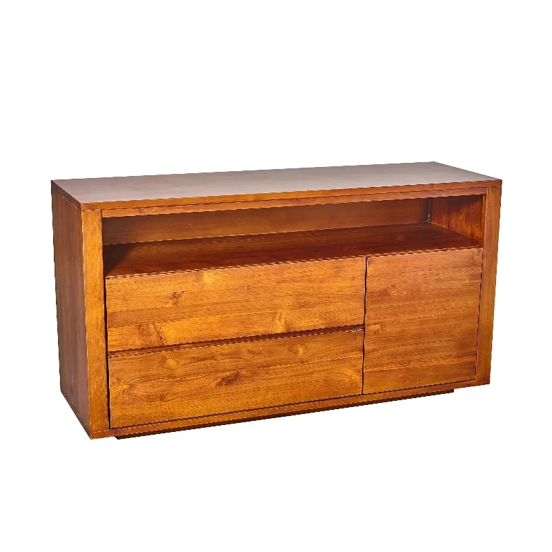 Teak cabinet storage with 1 door and 2 drawers for family living room or hotel furniture