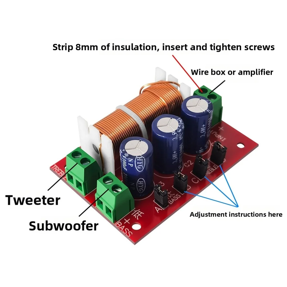 YLY2088 400W Adjustable Two Way Frequency Divider Filter Module for Car Audio Speakers with Copper Wire Inductors and Capacitors