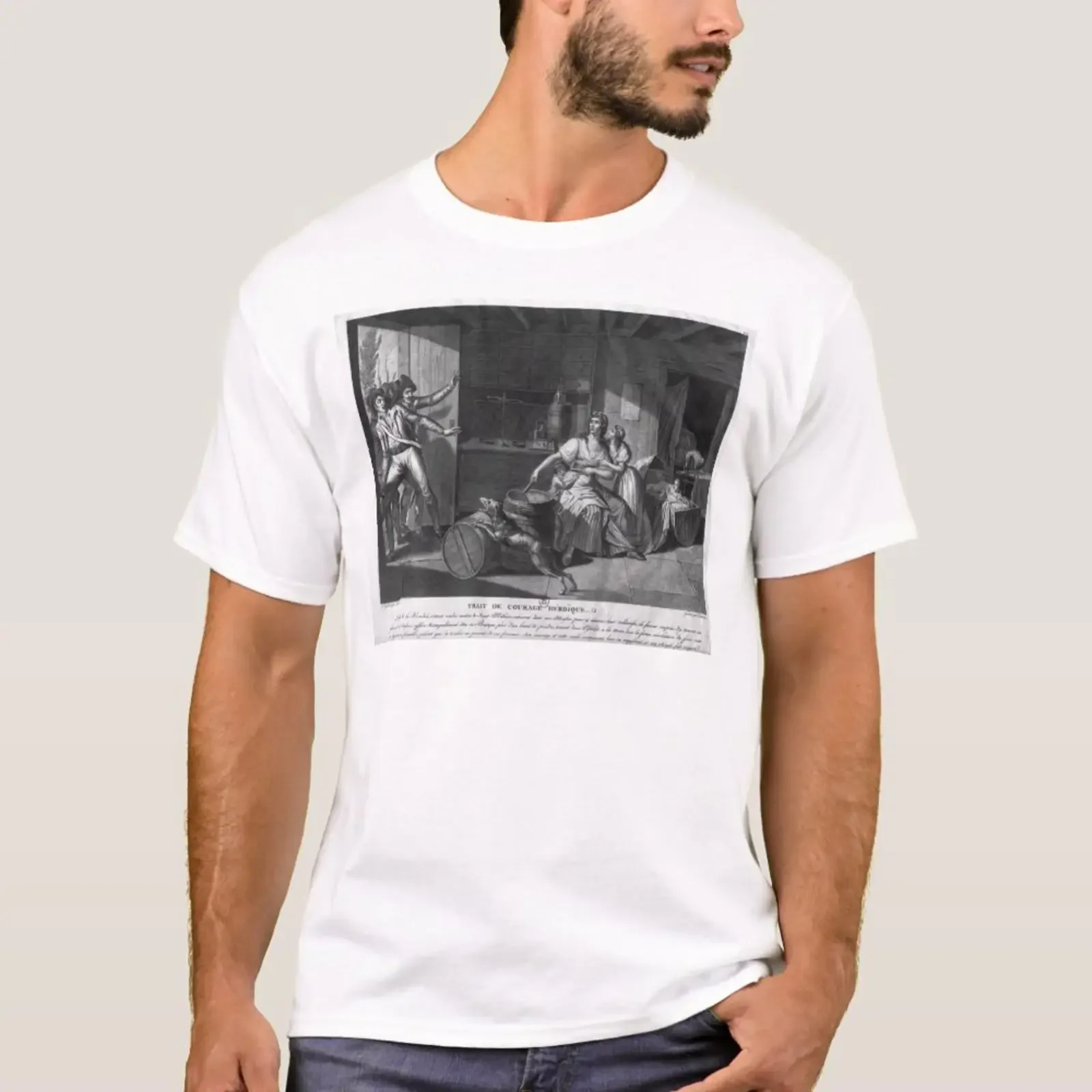 T-shirt unisexe décontracté vintage « Courage héroïque d'une femme face aux voleurs vendéens » – Vêtement de créateur pour le quotidien
