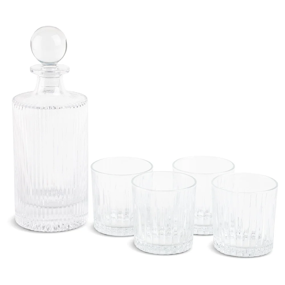 

27oz Whiskey Decanter Set with 4pcs 10oz Cocktail Glasses Airtight Seal Perfect Home Bar Hand Wash Recommended