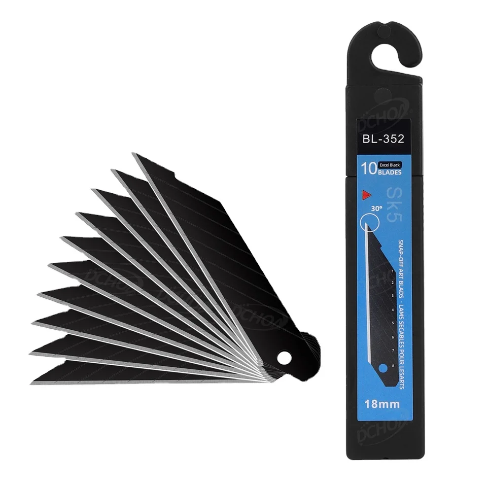 DCHOA 10PCS 18mm Stainless Steel Snap Off Utility Knife Blades Replacement for Vinyl Wrap PPF Window Tint Cutting Tools