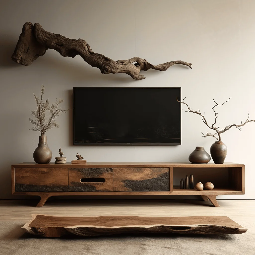 

Wabi Sandy Wind Solid Wood TV Cabinet Advanced Sense Minimalist Living Room Floor TV Cabinet Can be Customized Log Wind TV Cabin