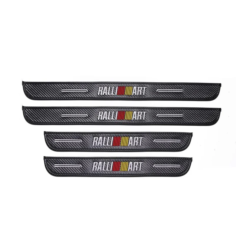 4PCS Car Door Sill Protector Stickers Carbon Fiber Decorative for Mitsubishi RALLIART Lancer 10 Evo Asx RACING AUTO Accessories