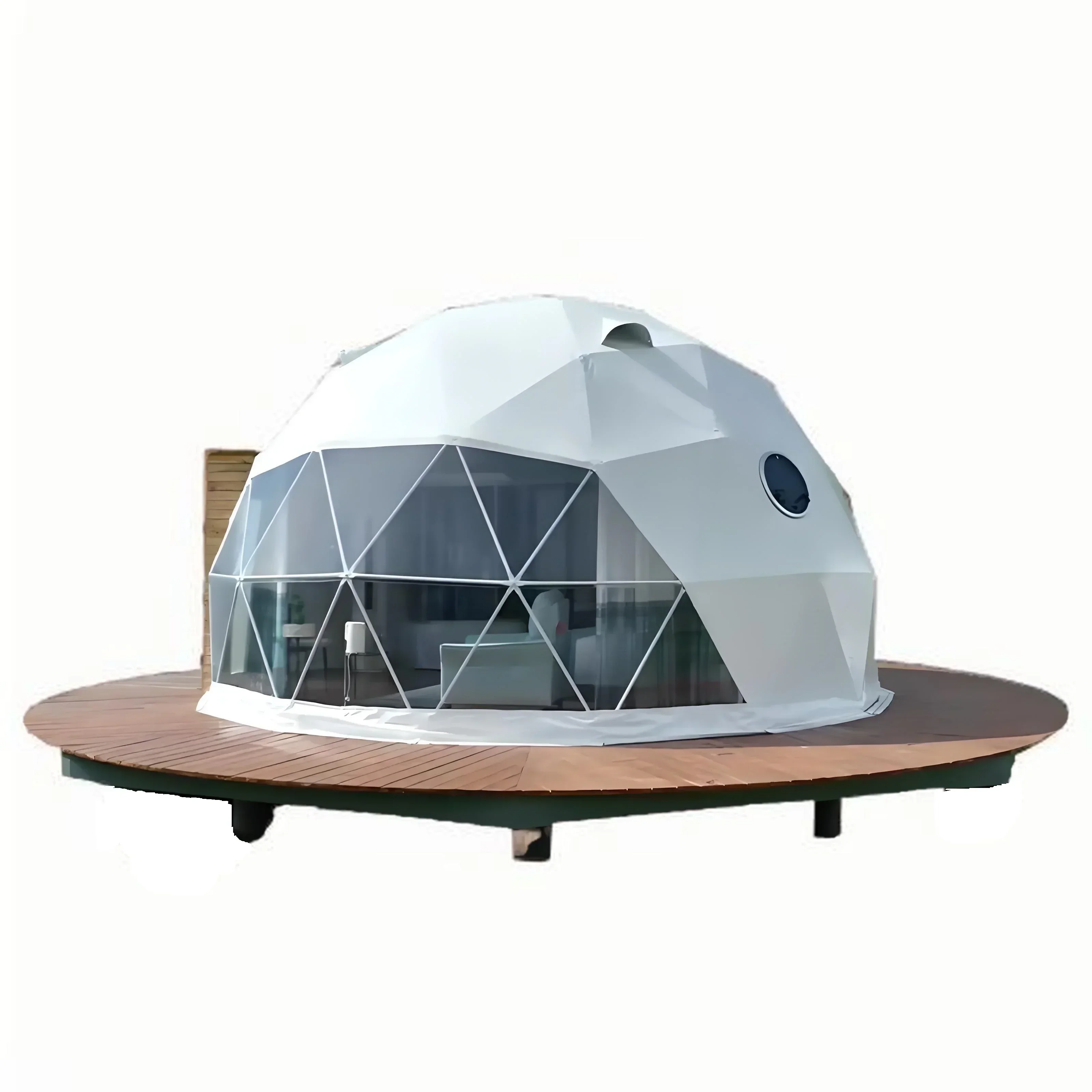 

Eco-friendly PVC Half Circle Geodesic Dome Tent Prefabricated Plastic Camping Outdoor Waterproof Glamping El