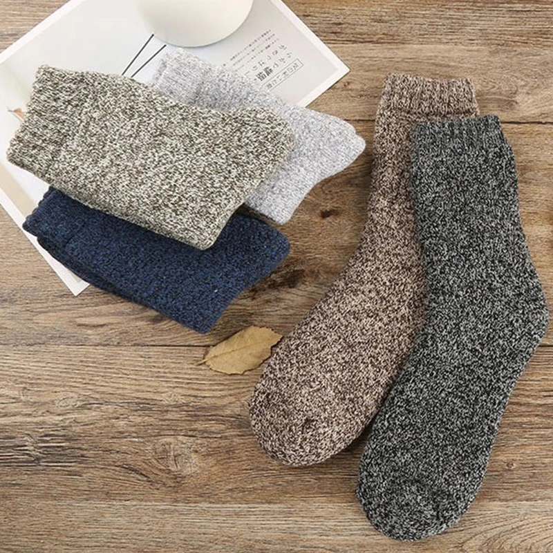 Männer dicke Winter warme Wolle Mann Socken Paare Frauen Füße Kaninchen Fell reine Farbe hochwertige Mode Harajuku Baumwolle Mid Tube