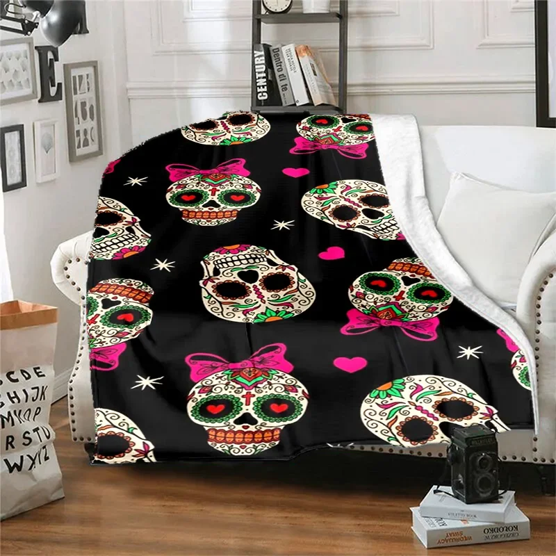 

Scary Skull Warm Soft Fashion Blanket Plush Sofa Picnic Blanket Bed Blanket